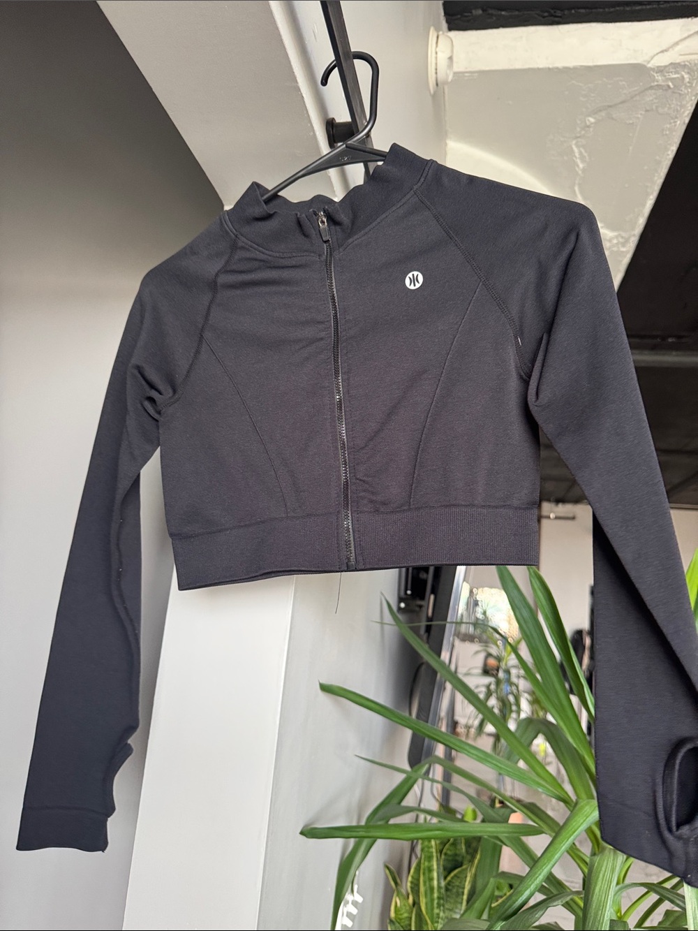 Women’s Black Cropped Zip-Up Jacket - Athletic Style